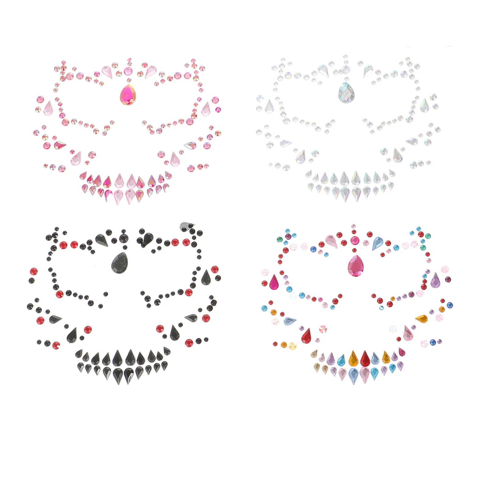 4 Листа Наклеек для лица на Хэллоуин Драгоценные камни Поделки Глазные Стразы Акриловая Наклейка для макияжа Jewels Tatoo