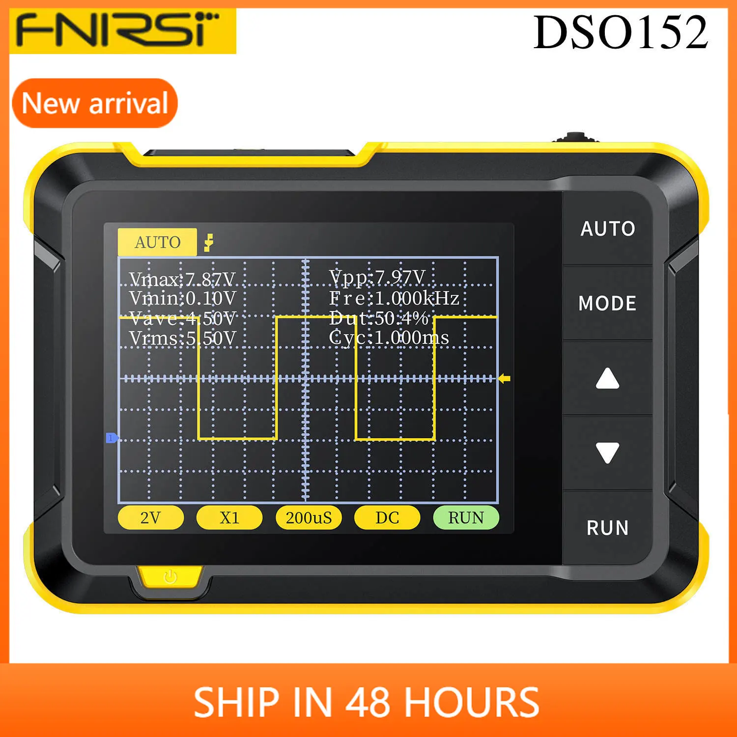 Портативный цифровой Осциллограф FNIRSI DSO152 Для Измерения напряжения 400 В, Полоса пропускания 200 кГц 2,5 МС/с, Частота дискретизации в реальном времени