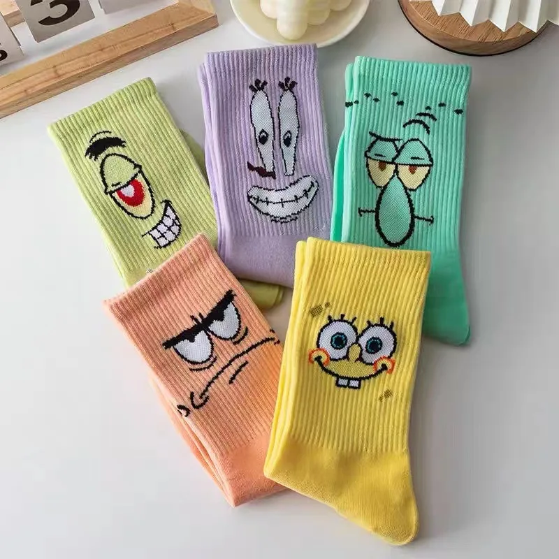 Кавайные Мужские носки Happy Funny Cartoon Socks Хлопчатобумажные Повседневные Носки для пар Harajuku в стиле хип-хоп, носки с героями мультфильмов 