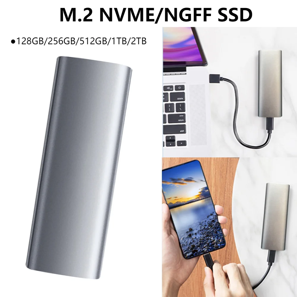 M.2 SSD 10 Гбит/с Корпус жесткого диска 128 ГБ 256 ГБ 512 ГБ 1 ТБ 2 ТБ NVME / NGFF Двойной протокол Type-C USB3.1 Мобильный твердотельный накопитель