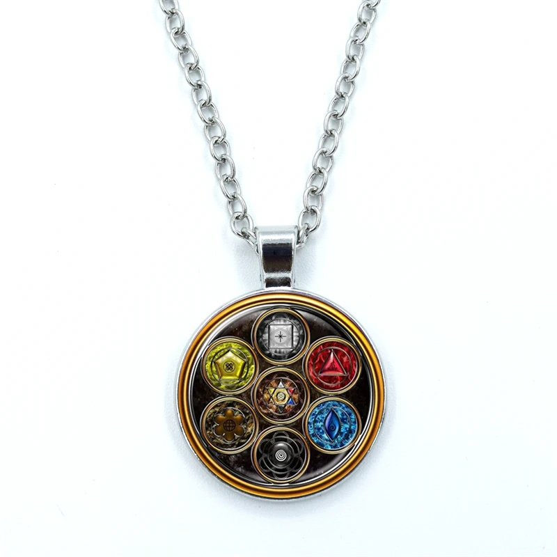 Ожерелье с символом 7 чакр Ом, Йога, Рейки, Исцеляющий баланс, креативный узор, стеклянный кабошон, буддизм, винтажное ожерелье для женщин, подарок