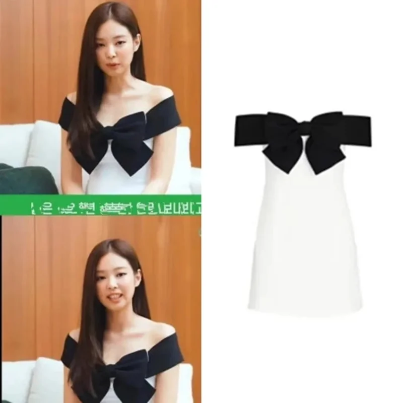 Jennie Корейское летнее элегантное Белое платье без рукавов с бантом, сексуальное облегающее платье, женские модные мини-платья с открытой спиной, вечерние платья